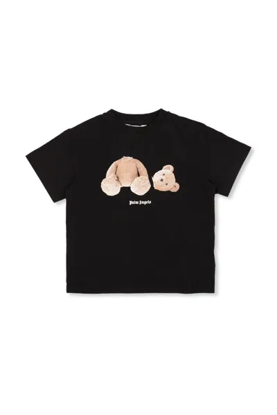 Palm Angels Kids' Bear Cotton Jersey T-shirt In Nero