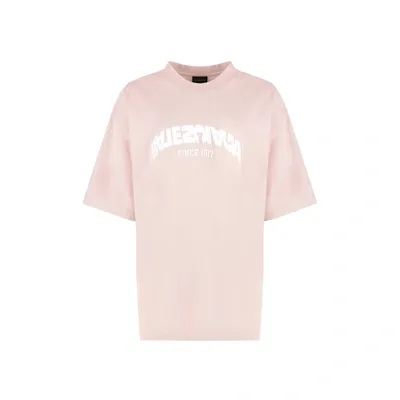 Balenciaga Logo Cotton Jersey T-shirt In Light Pink,white