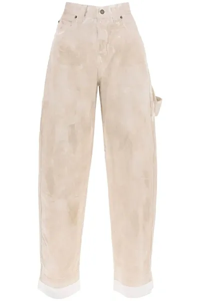 Darkpark Audrey Marble Effect Cargo Jeans In Neutrals