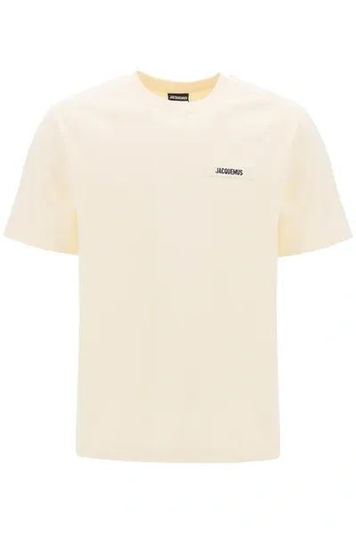 Jacquemus Le Gros Grain Embroidered-logo T-shirt In Beige