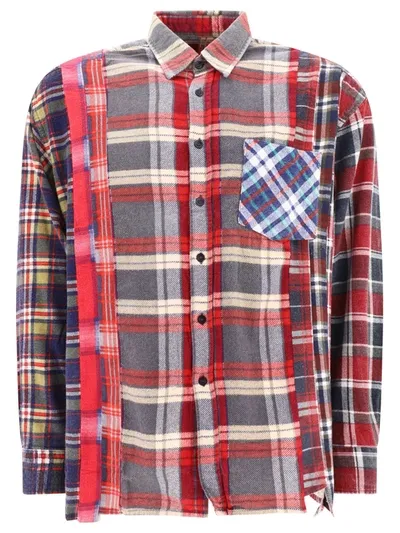 Needles Plaid Checked Asymmetric Hem Panelled Shirt In Multi