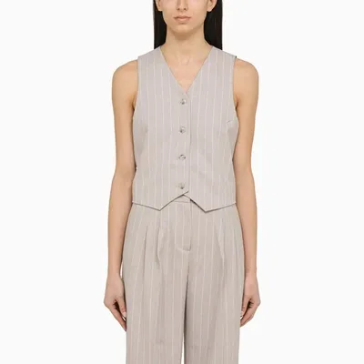 The Andamane Pinstriped Tailored Vest In White