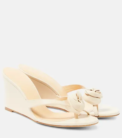 Magda Butrym Floral-appliqué Leather Wedge Sandals In Beige