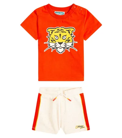 Kenzo Baby Set Aus T-shirt Und Shorts In Red