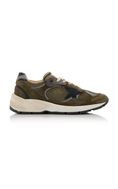 Golden Goose Running Dad Suede Sneakers In Olive