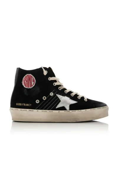 Golden Goose Hi Francy Suede Platform Sneakers In Black