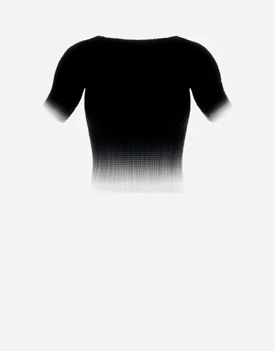 Herno Gradient Plissé T-shirt In Black