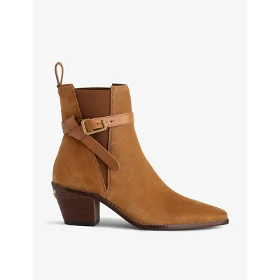 Zadig & Voltaire Womens Heritage Tyler Cecilia C-buckle Suede Heeled Ankle Boots