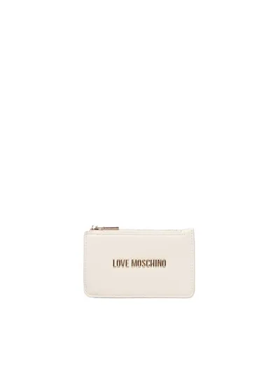 Love Moschino Logo Lettering Zipped Wallet In White