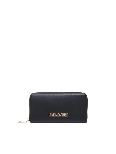 Love Moschino Logo Lettering Zipped Wallet In Black