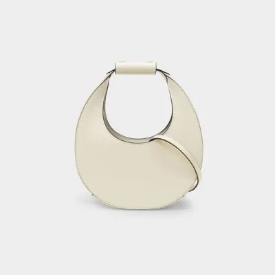 Staud Round Cut Small Moon Shoulder Bag In White