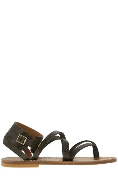 Longchamp X K.jacques Cross Strap Sandals In Black