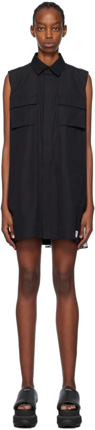 Sacai Black Thomas Mason Edition Minidress In 001 Black