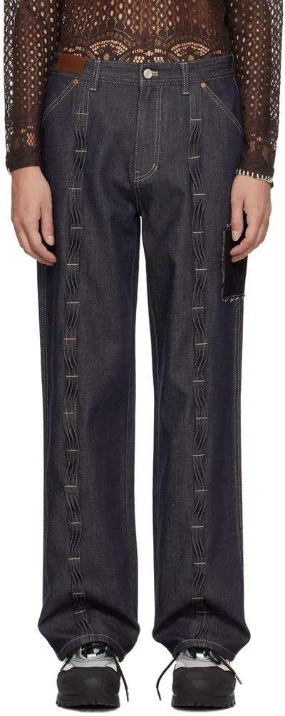 Andersson Bell Indigo Patchwork Wave Tuck Jeans