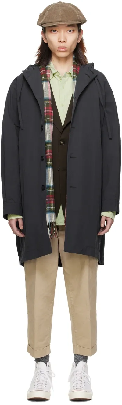 Casey Casey Navy Triangle Coat In Slate