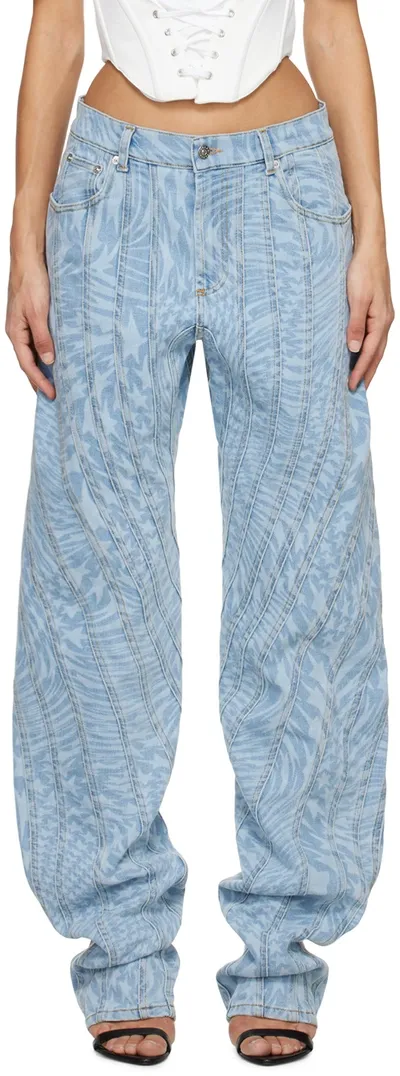 Mugler Blue Star Jeans In Lms Laser Printed St