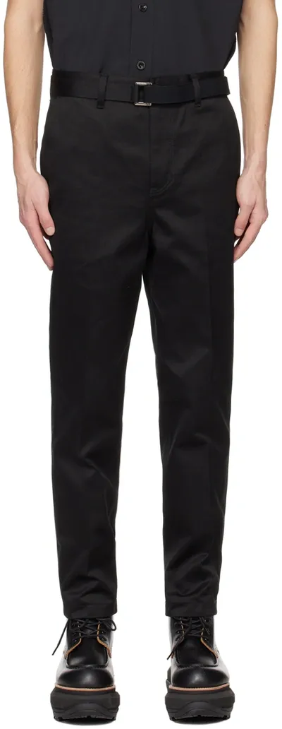 Sacai Black Creased Trousers In 001 Black