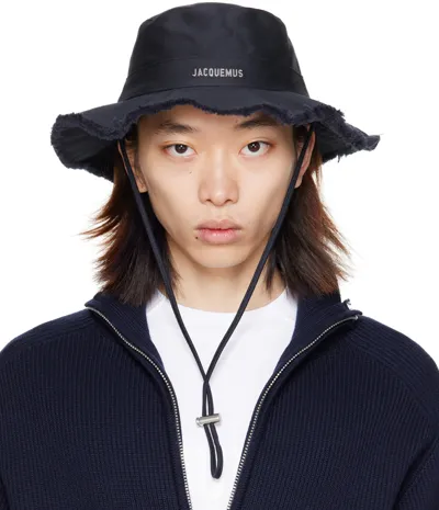 Jacquemus Le Bob Artichaut Cotton Bucket Hat In Dark Navy