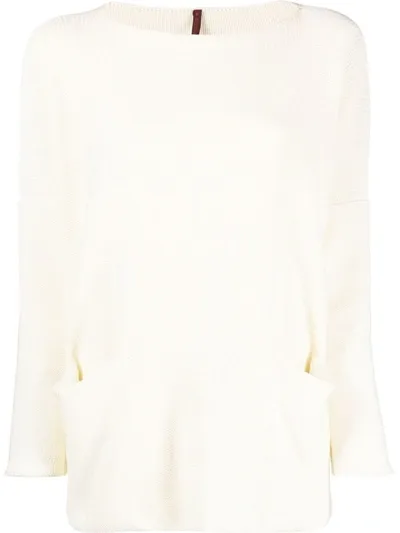 Daniela Gregis Boat Neck Cotton Sweater In White