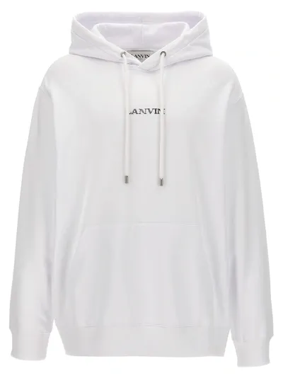 Lanvin Logo Embroidery Hoodie Sweatshirt In White