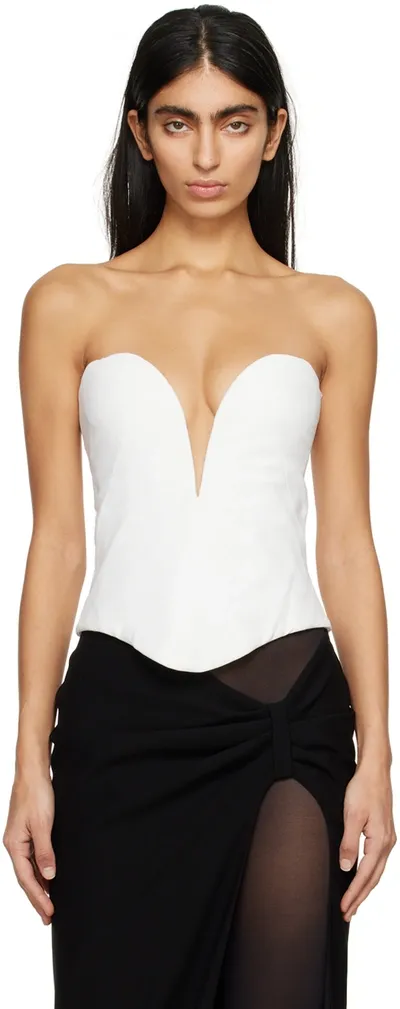 Monot White Plunging Tank Top