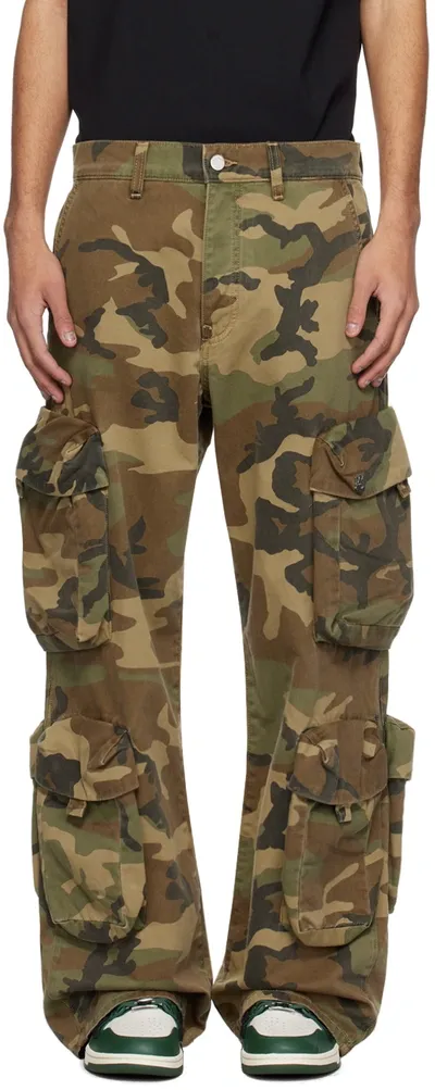 Amiri Camouflage Wide-leg Cargo Jeans In Green Camo