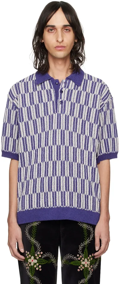 Needles Patterned Short-sleeve Polo Shirt In Purple