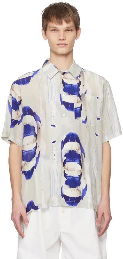 Henrik Vibskov Transfered Abstract-print Crepe Shirt In Grey