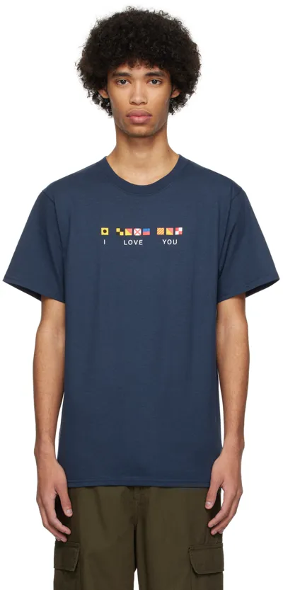 Noah I Love You Printed Cotton-jersey T-shirt In Blue