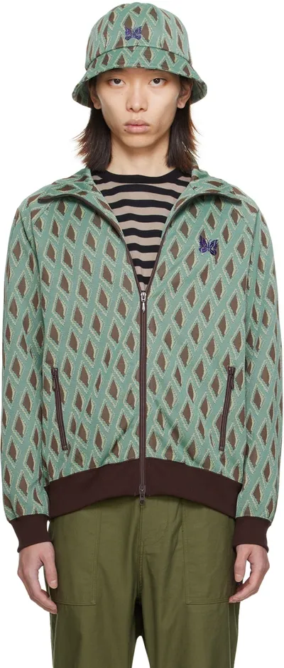 Needles Blue Jacquard Track Jacket In Green