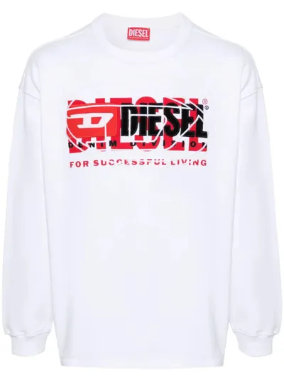 Diesel S-baxt-n1 Cotton Sweatshirt In White