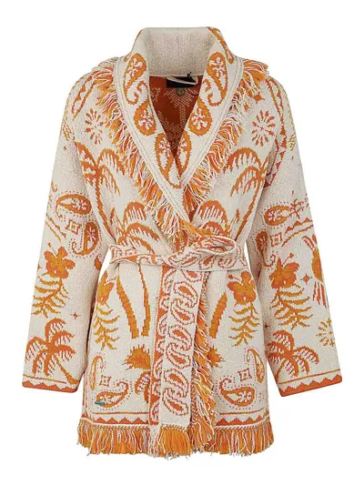 Alanui Lush Nature Foulard Cardigan Clothing In Ivory,orange