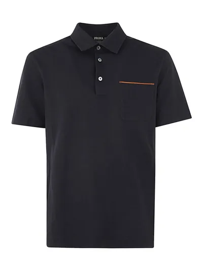 Zegna Pure Cotton Polo In Blue