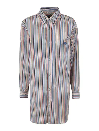 Etro Boyfit Striped Shirt In Multicolour