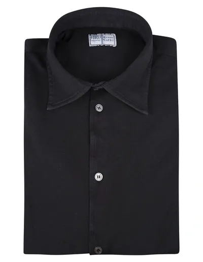 Fedeli Man Shirt In Black Cotton Pique