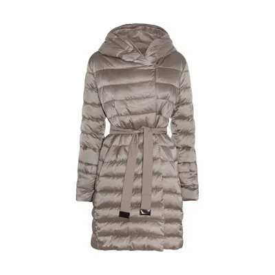 Max Mara The Cube Dark Ecru Puffer Noveffe Down Jacket In Luce (ecru Scuro)