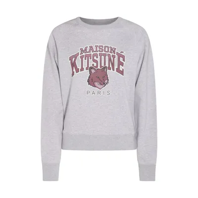 Maison Kitsuné Light Grey Cotton College Fox Sweatshirt