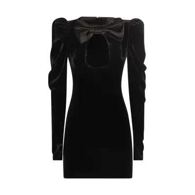 Alessandra Rich Cutout Bow-detailed Velvet Mini Dress In Black