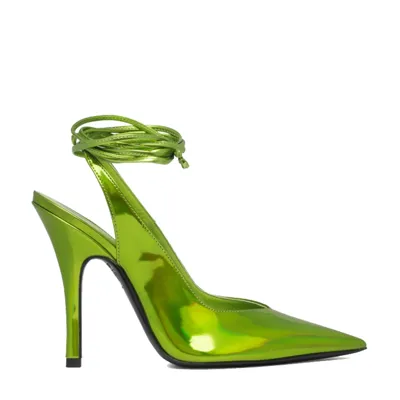 Attico Venus Holographic-effect 105mm Pumps In Lime