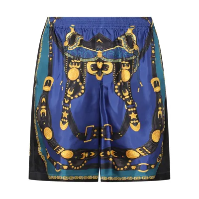 Versace Medusa Harness Silk Shorts In Multi