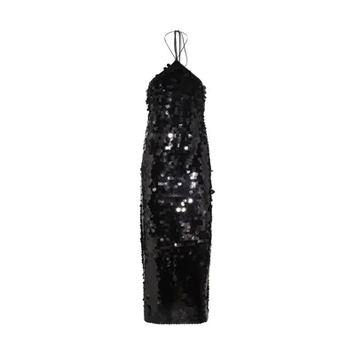 Rotate Birger Christensen Black Maxi Paillettes Long Dress