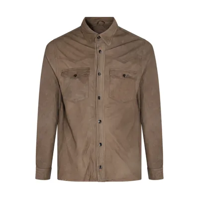 Giorgio Brato Brown Leather Western Jacket In <p>brown Leather Western Jacket From  Featuring Western-style Panelling, Classic Collar