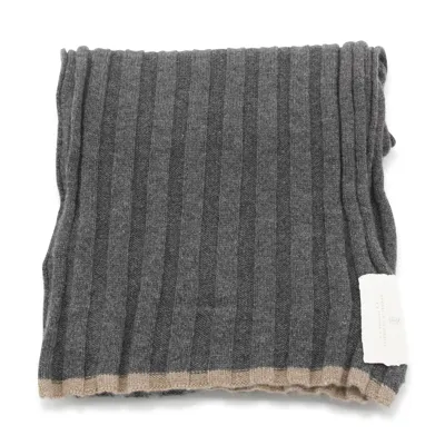 Brunello Cucinelli Brown Cashmere Knitted Scarf In Gray