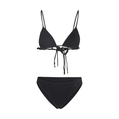 Jil Sander Embroidered Logo Bikini Set In Black