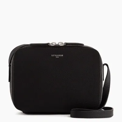 Le Tanneur Small Cross Body Sophie Pebbled Leather Bag In Black