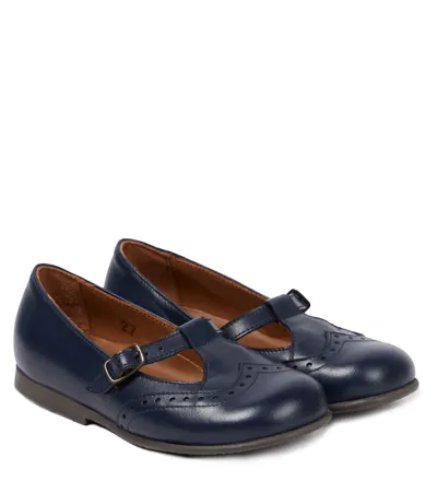 Pèpè Kids' Leather Ballet Flats In Blue