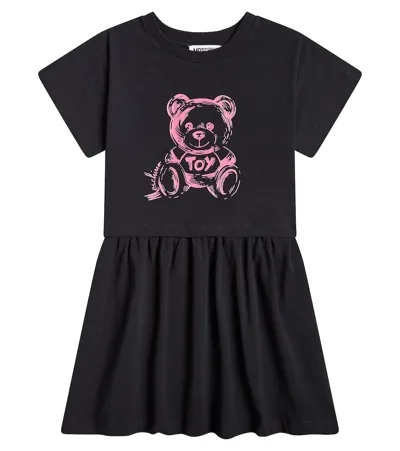 Moschino Kids' Teddy Bear Cotton-blend Jersey Dress In Black