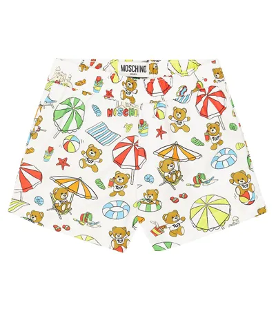 Moschino Baby Printed Swim Trunks In White