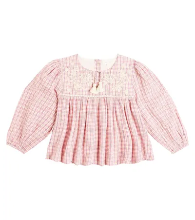 Louise Misha Kids' Vally Checked Cotton Blouse In Multicoloured