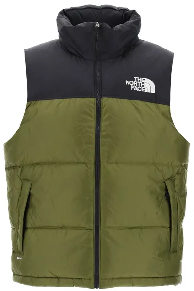 The North Face 1996 Retro Nuptse Puffer Vest In Black, Green